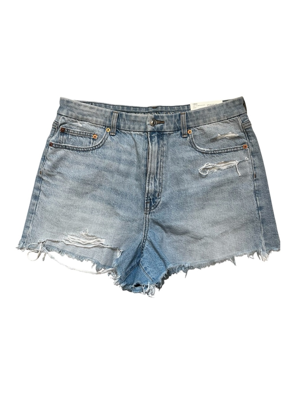 American Eagle Light Wash Distressed Curvy Boyfriend Denim Women’s Shorts Sz 14